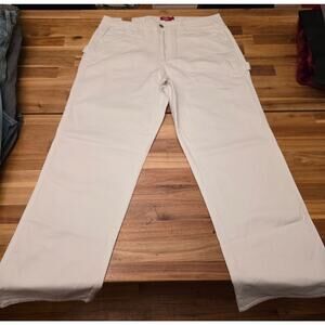 Dickies Girl Carpenter Pants White Denim Workwear Relaxed Fit Juniors 15/32 NWT